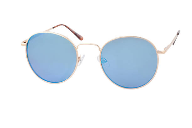 istock Blue sunglasses, golden metallic frame 1480013499