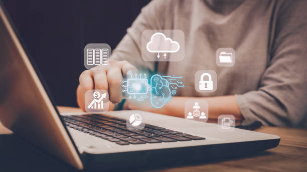 istock Businessman using smart devices for Digital technology connection and marketing,, links to artificial intelligence, internet of thing. Concept smart robot AI, futuristic technology transformation. 1480014949