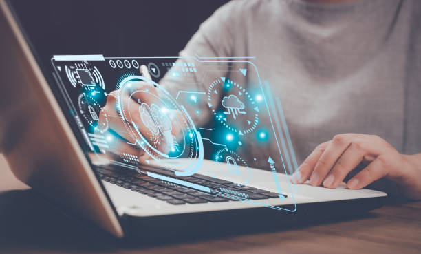 istock Businessman using smart devices for Digital technology connection and marketing,, links to artificial intelligence, internet of thing. Concept smart robot AI, futuristic technology transformation. 1480014950