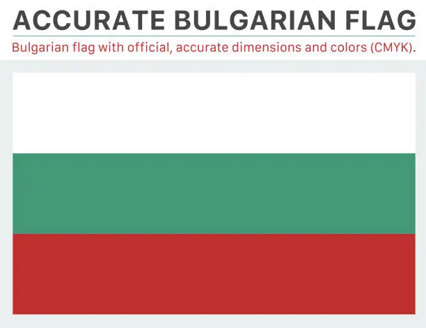 Vector illustration of Bulgarian Flag (Official CMYK Colors, Official Specifications)