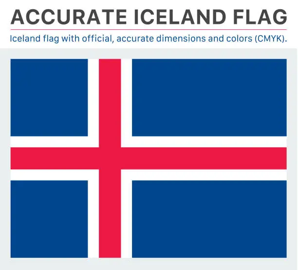 Vector illustration of Iceland Flag (Official CMYK Colors, Official Specifications)