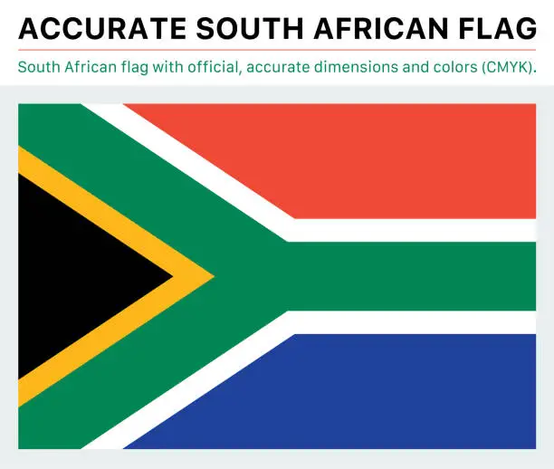 Vector illustration of South African Flag (Official CMYK Colors, Official Specifications)
