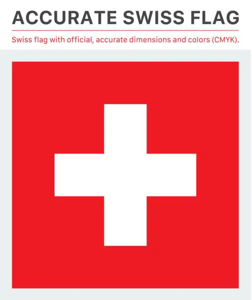Vector illustration of Swiss Flag (Official CMYK Colors, Official Specifications)