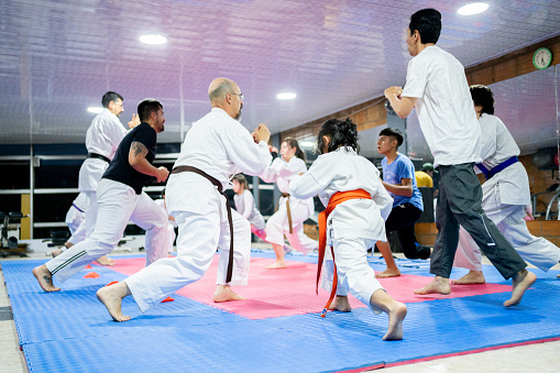 Karate students during a karate class