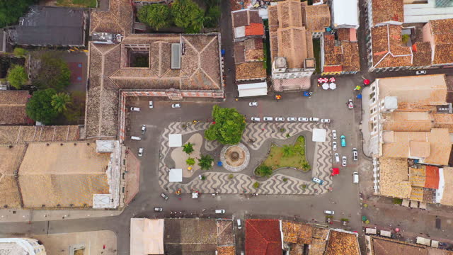 Salvador, Brazil Bahia, drone flying above aerial shot of Pelourinho Anchieta Plaza daytime
