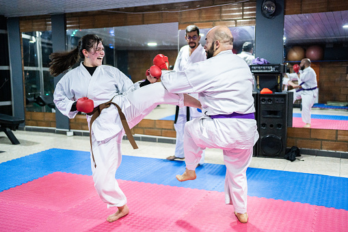 Karate students training during a karate class