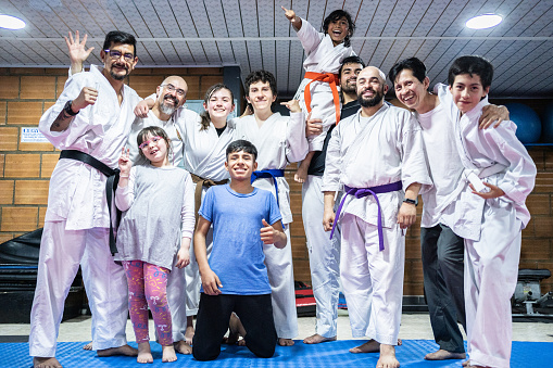 Portrait of karate students during a karate class