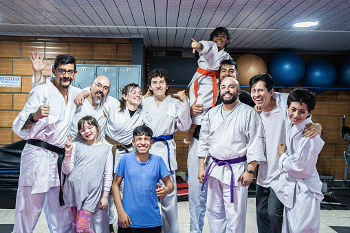 Portrait of karate students during a karate class