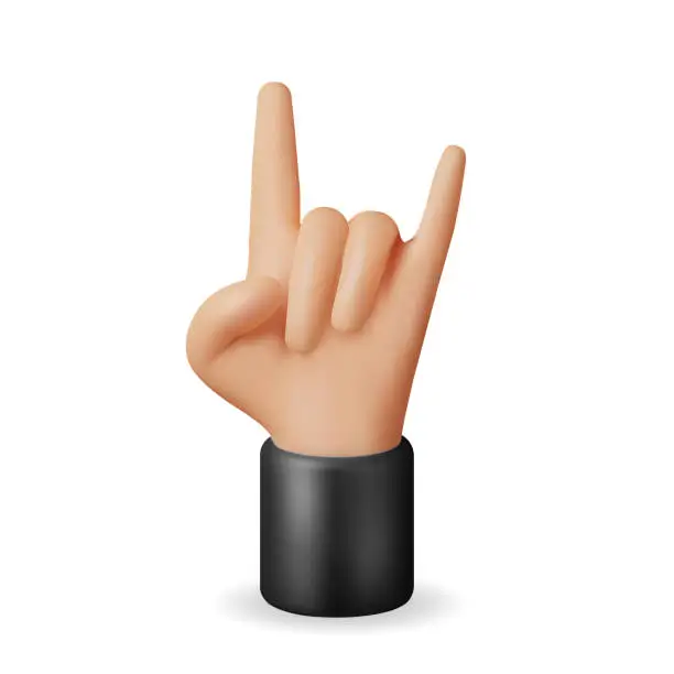 Vector illustration of 3D Hand Rock Gesture Symbol Isolated
