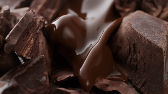 Close-up river of delicious hot melted chocolate