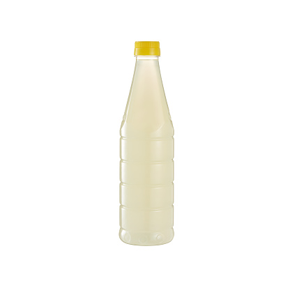 Plastic Bottle Of Milk Over White Background