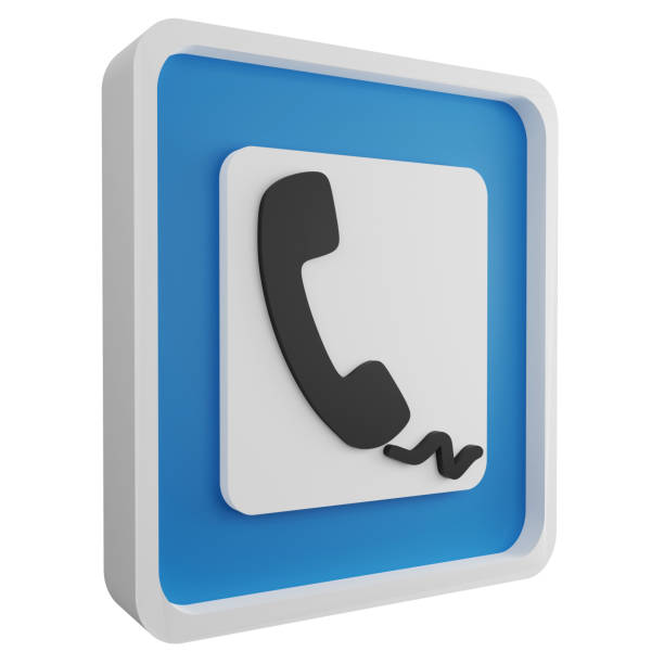 istock 3D render public telephone sign icon isolated on white background, blue informative sign 1480034867