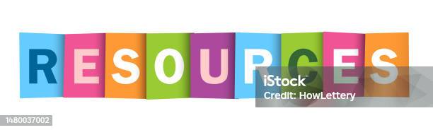 Resources Colorful Sign Resources Colorful Typography Banner Stock Illustration - Download ...