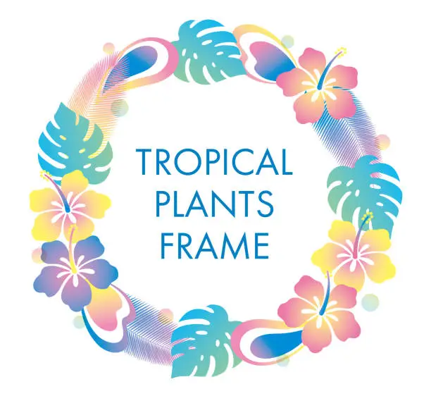 Vector illustration of Tropical hibiscus frame