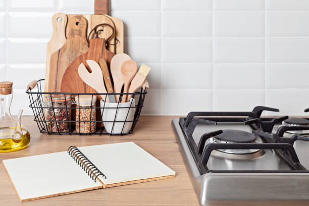istock Eco friendly kitchen utensils and decoration, sustainable ethical lifestyle, zero waste storage, minimal modern kitchen interior details 1480039861