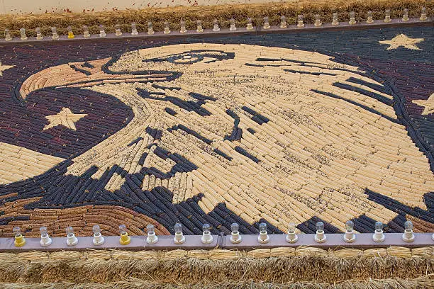 View of outside wall of the Corn Palace in Mitchell, South Dakota.