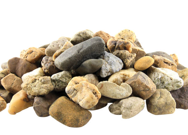 istock Many stones or rock isolated on white background.Used as a raw material for construction, garden decoration and useful for plant growth with clipping path. 1480040199
