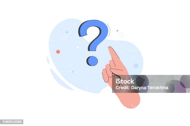 Question Symbol Hand Hand Pointing At Question Mark Flat Vector Illustration Creativity ...