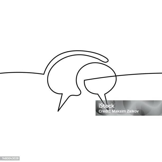 Dialog Line Drawing Building Speech Bubble Continuous One Line Art Drawing Dialogue Speech Bubble ...
