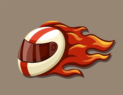Fire Helmet Race Sport Mascot Symbol Cartoon vector