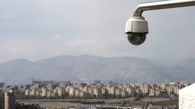 Security camera in front of the residential buildings