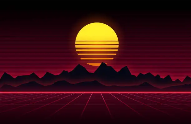 Vector illustration of Synthwave retro background