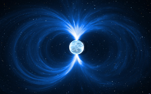 Magnetar - neutron star in deep space. For use with projects on science, research, and education. 3D illustration