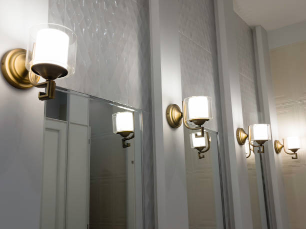 istock Light lamps decorated in bathroom 1480057941