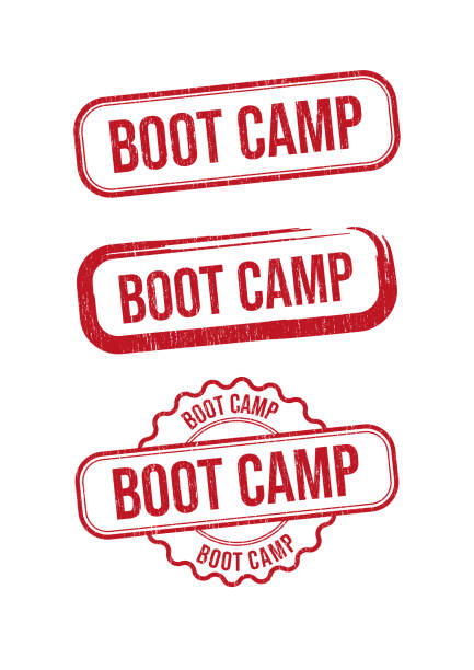 штамп boot camp - военная подготовка stock illustrations