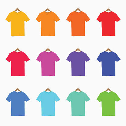A set of multi coloured t-shirt icons