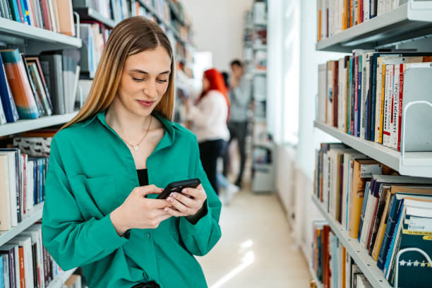 Library Study Phone 470+ Librarian Phone Stock Photos, Pictures & Royalty-Free Images - iStock