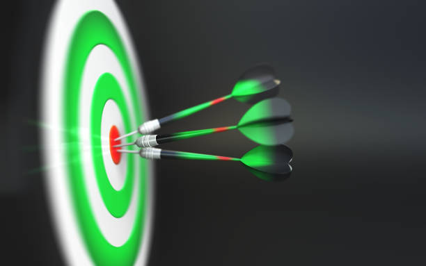 istock Dart Board Colored & Arrow, Hit the target from 12 1480070568