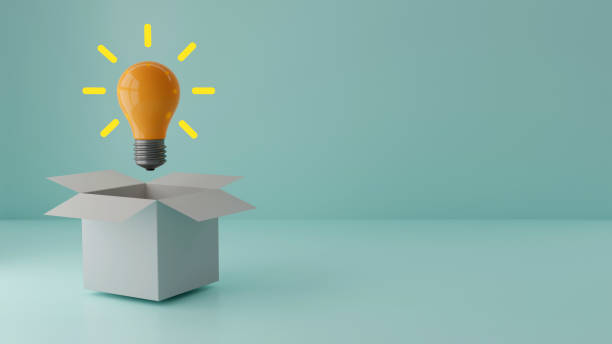 istock 3D rendering of Light bulb glowing creative idea think outside the box, innovation and inspiration concept 1480070654