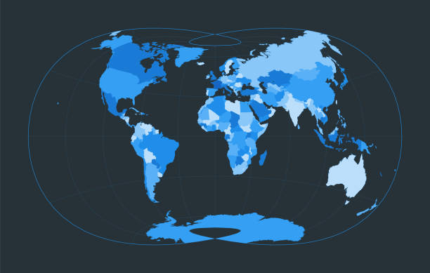 istock World Map. Laskowski tri-optimal projection. Futuristic world illustration for your infographic. Nice blue colors palette. Superb vector illustration. 1480070790