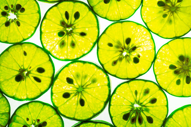 istock Macro lemon background,Macro Lime,Lemon and green lime overlapped slices close-up background,Macro lemon texture 1480070822