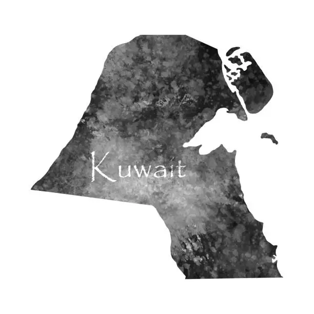 Vector illustration of Ancient map of Kuwait. Old blank parchment treasure map with ancient letter