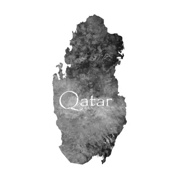 Vector illustration of Ancient map of Qatar. Old blank parchment treasure map with ancient letter