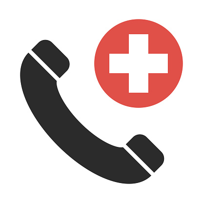 Emergency icon number call, ambulance hotline contact phone health medical