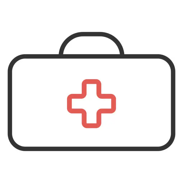Vector illustration of Icon aid first kit, med cross, medical health paramedic doctor
