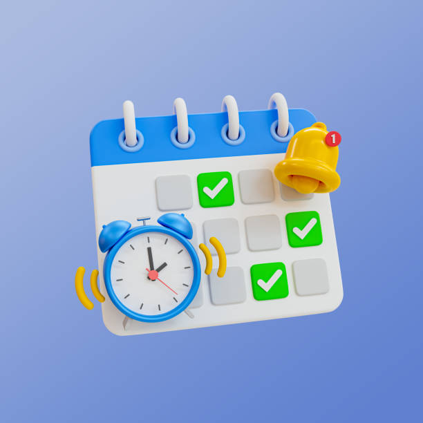 istock 3d minimal time management concept. schedule notification. meeting reminder. Calendar with an alarm clock and bell icon. 3d illustration. clipping path included. 1480073883