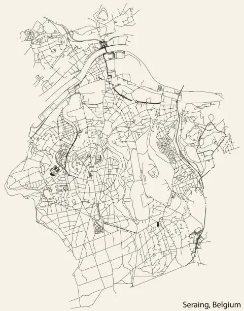 Vector illustration of Street roads map of SERAING, BELGIUM