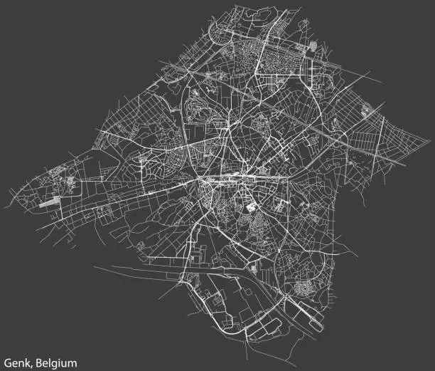 Vector illustration of Street roads map of GENK, BELGIUM