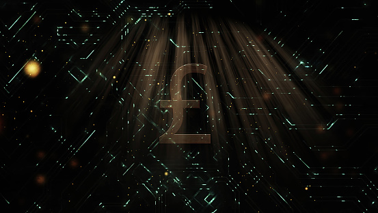 British Currency, Currency, Falling, Pound Symbol, Green Background