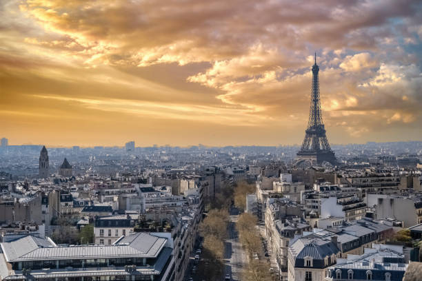 istock Paris, beautiful Haussmann facades and roofs, with the Eiffel Tower 1480079662
