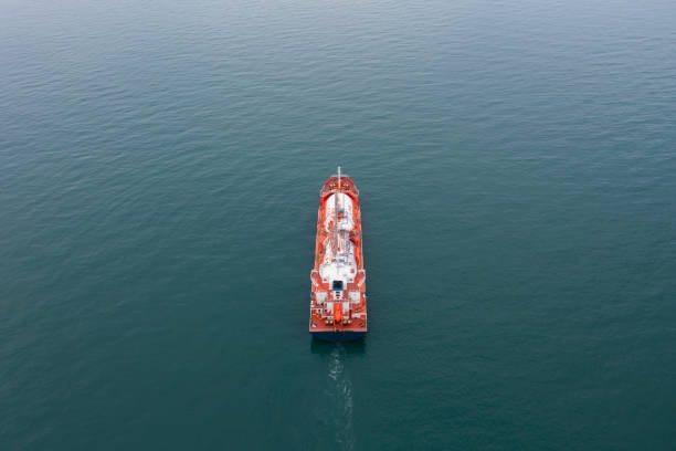 istock Aerial view tanker ship with liquid bulk cargo in transit. 1480080408