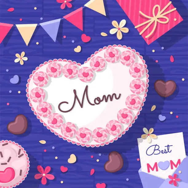 Vector illustration of Mother's day cake