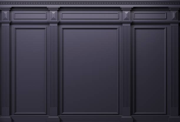 istock Classic cabinet wall with vintage dark blue wood panels 1480087687