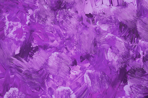 Colorful painting texture as a background. Violet and white abstract horizontal image. Acrylic painting.