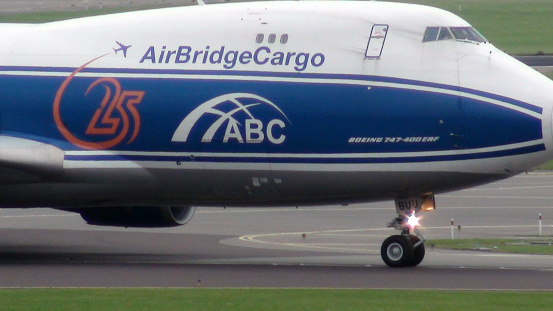Air Bridge Cargo Airlines Taxiing After Landing At Amsterdam Schiphol International Airport In The Netherlands Europe