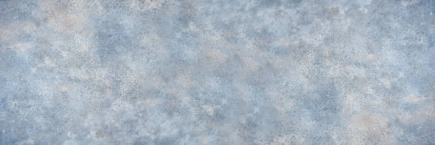 ほこりっぽい汚れた青ベージュグレーのビンテージテクスチ�ャ背景。古いひびの入ったコンクリートの床。ワイドバナー。 - dirty paper paper plate food ストックフォトと画像
